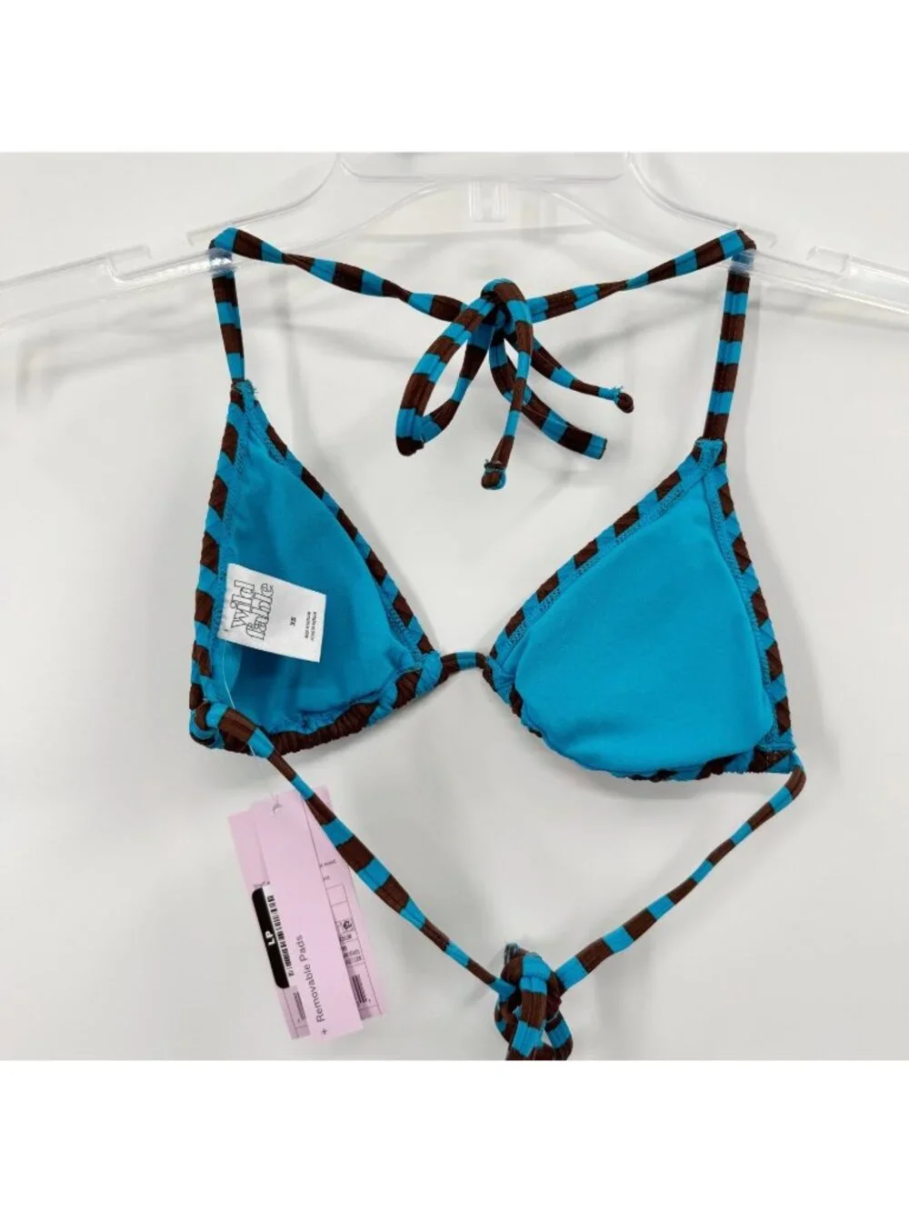 NEW Wild Fable Ribbed Texture Medium Coverage Triangle Bikini Top - Brown/Turquo